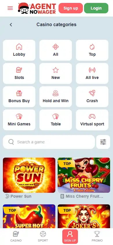 Agent NoWager Casino screenshot 5