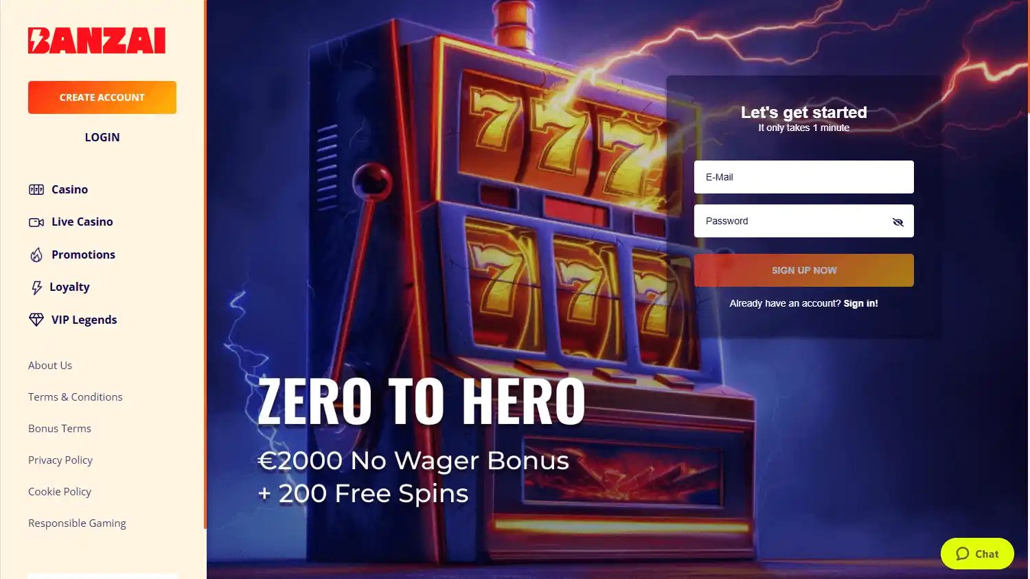 Banzai Casino screenshot 1