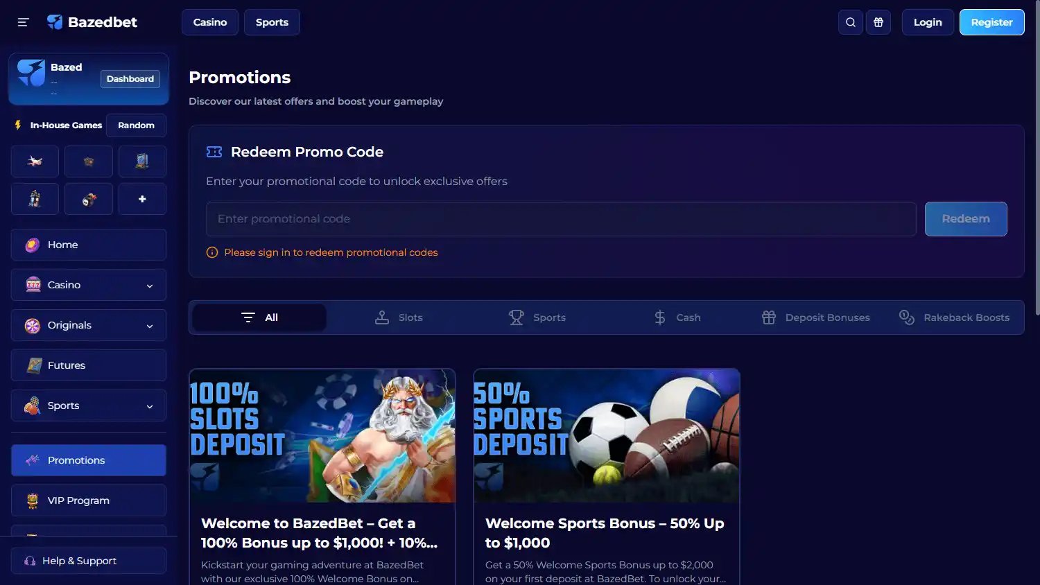 Bazedbet Casino screenshot 3
