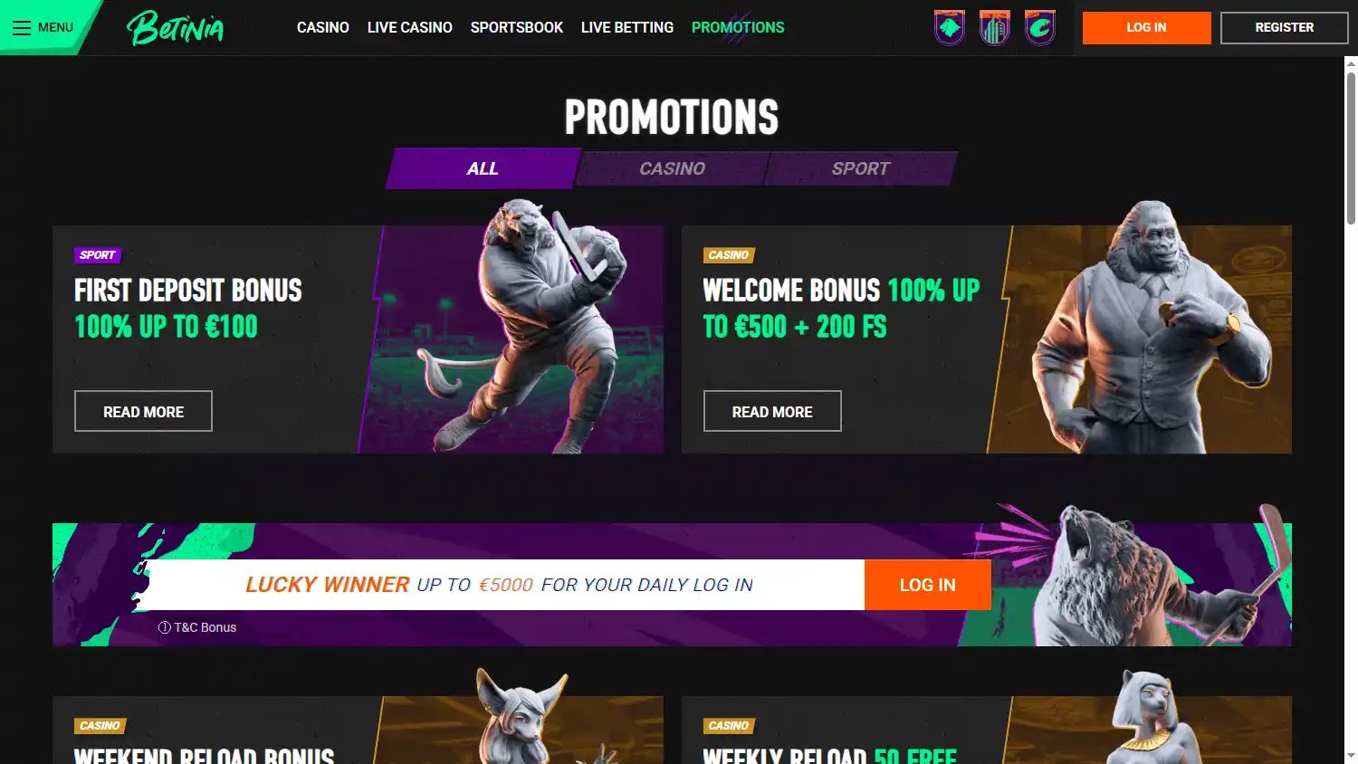 Betinia Casino screenshot 3