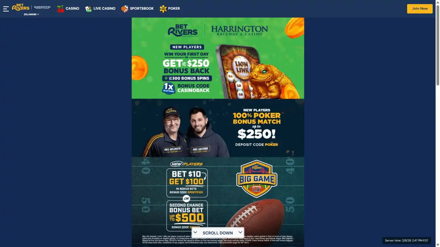 BetRivers at Harrington Raceway & Casino screenshot 1