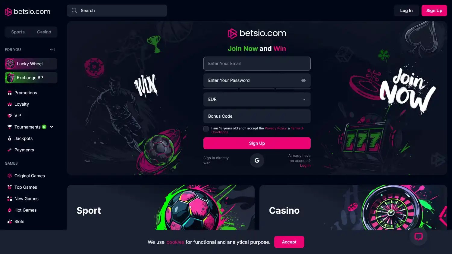 Betsio Casino screenshot 1