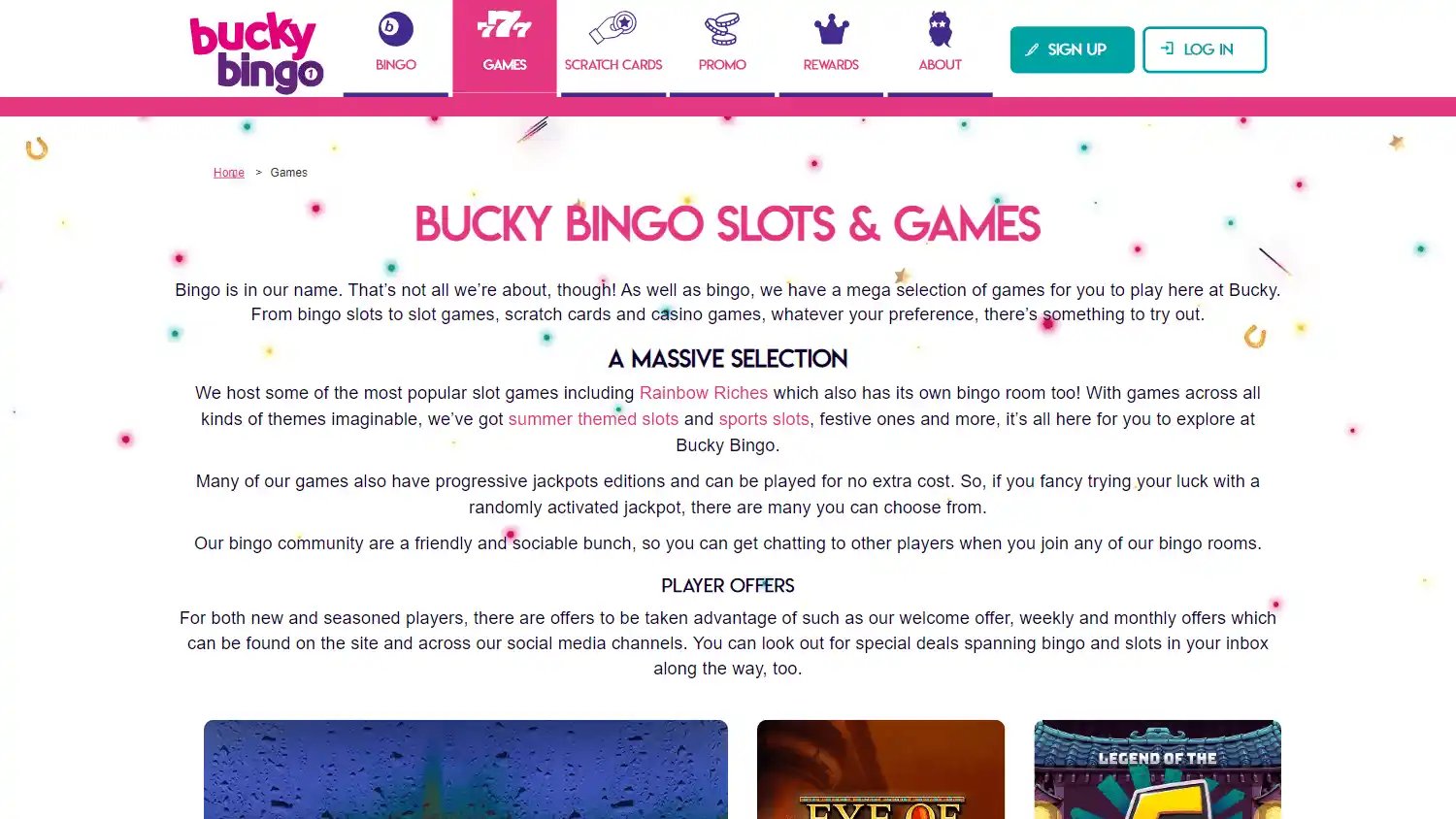 Bucky Bingo Casino screenshot 2