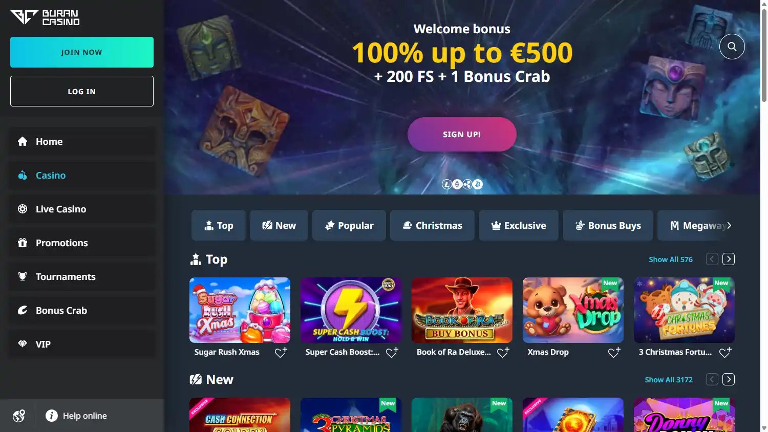 Buran casino screenshot 2