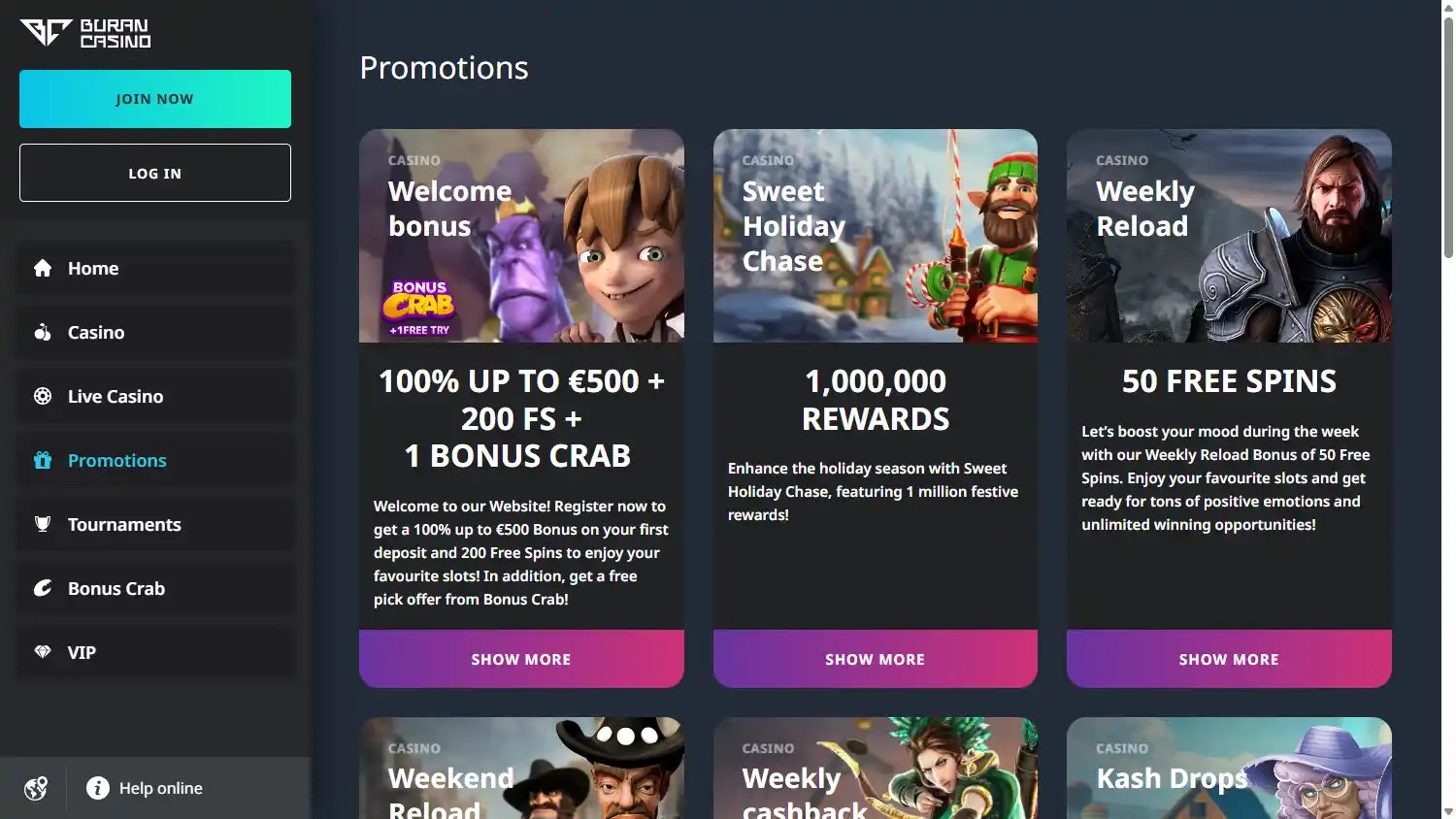 Buran casino screenshot 3