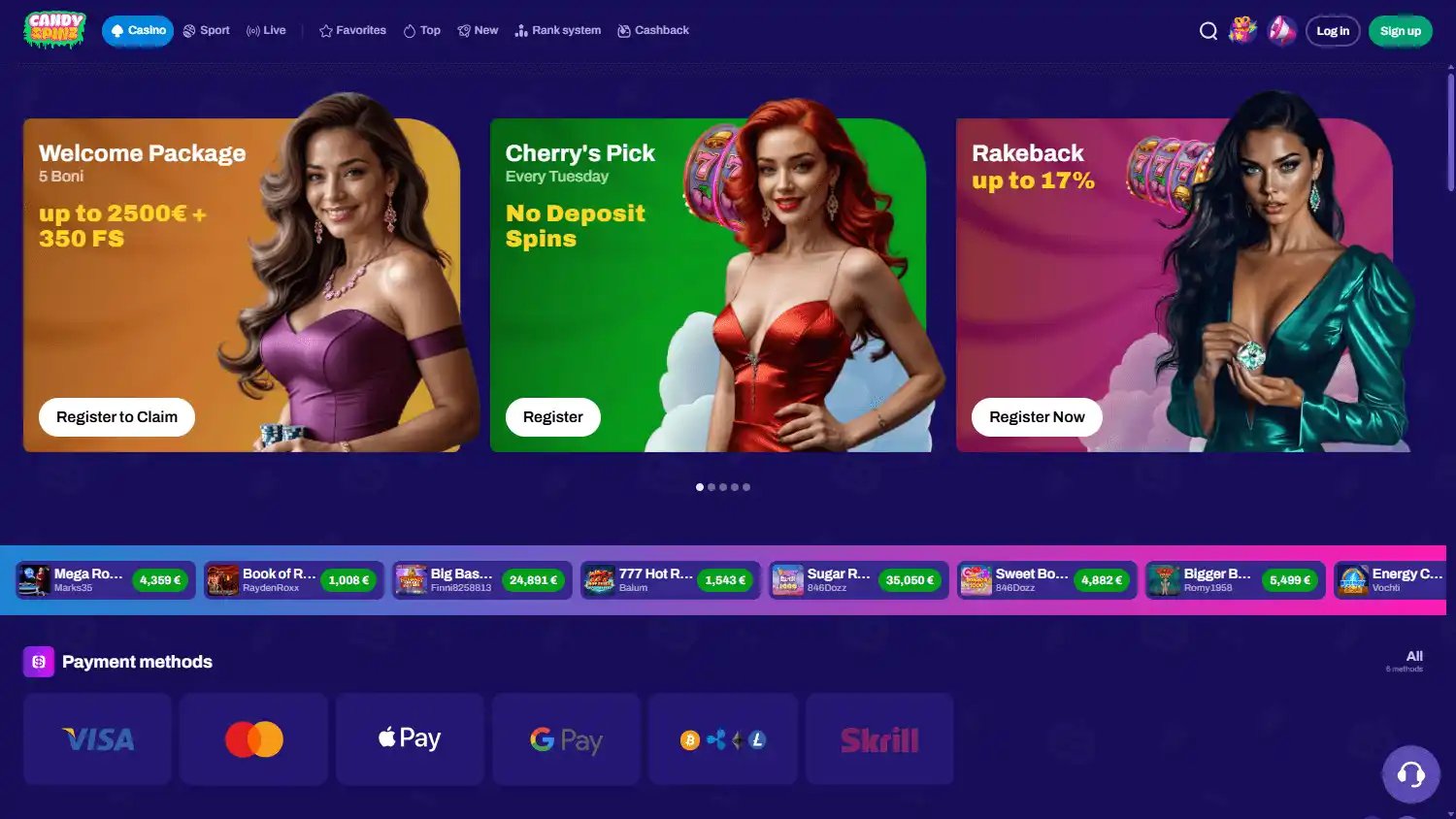 Candy Spinz Casino screenshot 1