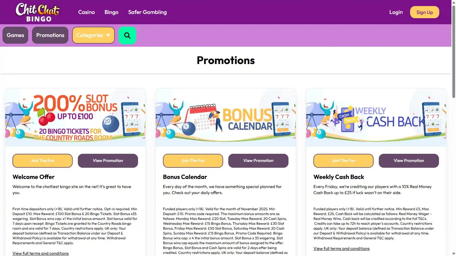 Chitchat Bingo Casino screenshot 3