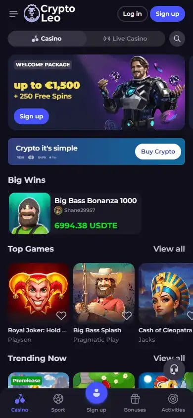 CryptoLeo Casino screenshot 4