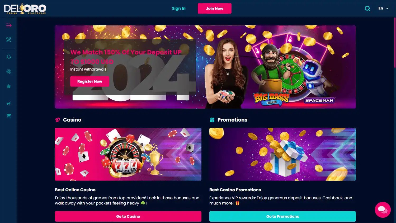 DelOro Casino screenshot 1