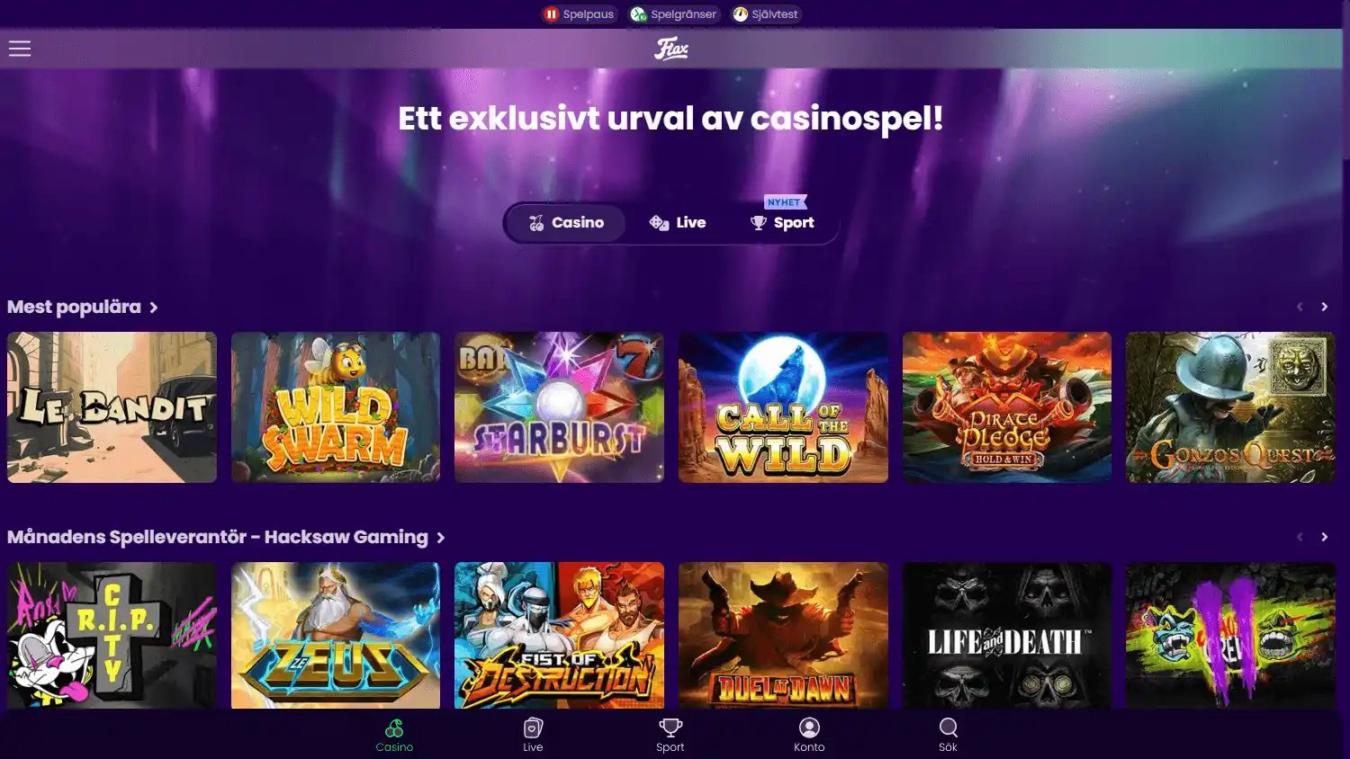 Flax Casino screenshot 2