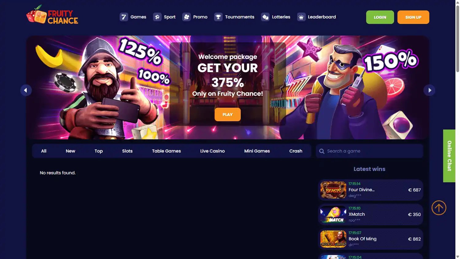 Fruity Chance Casino screenshot 1