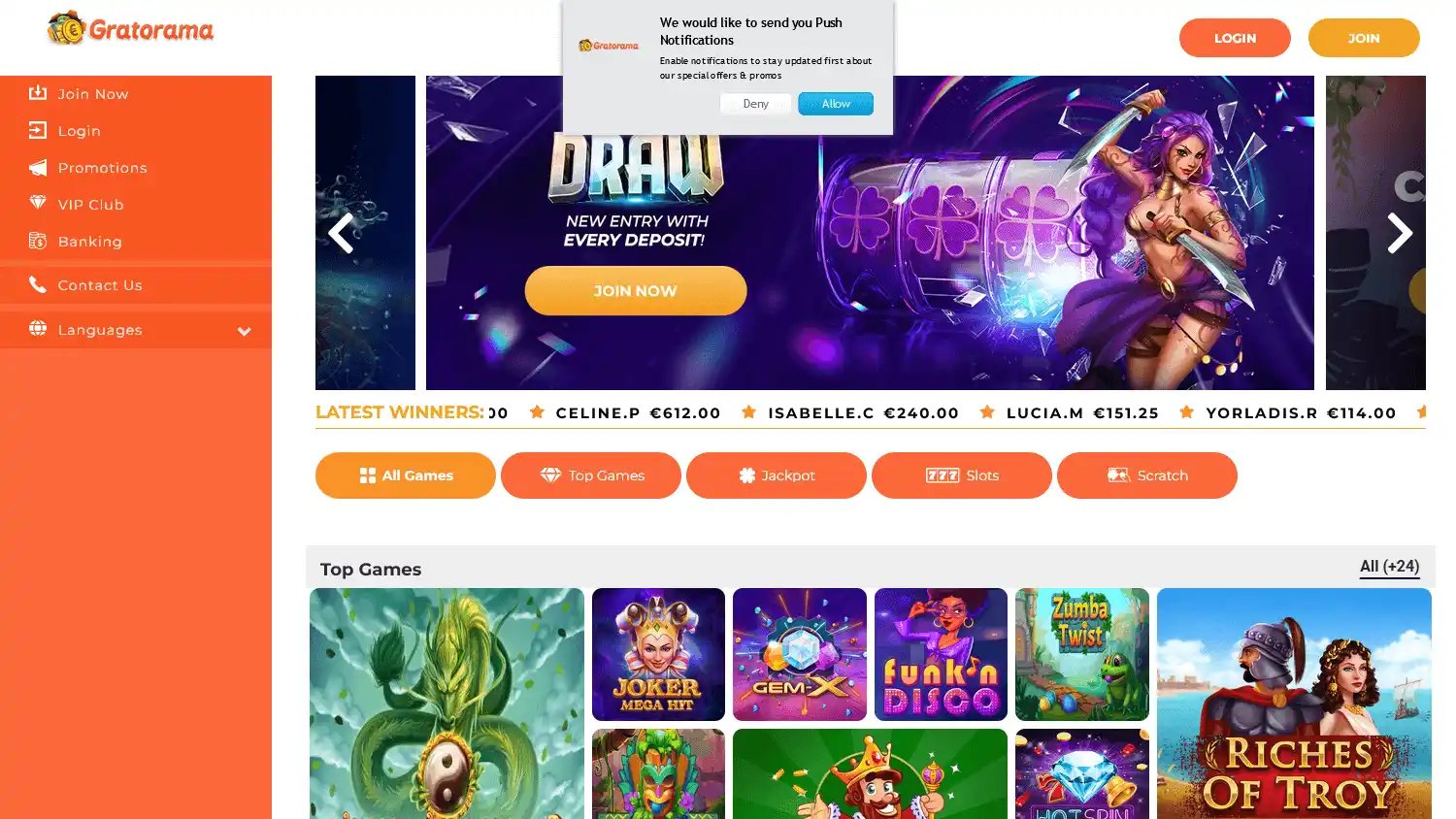 Gratorama Casino screenshot 1