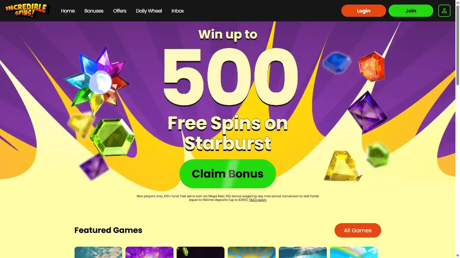 Incredible Spins Casino screenshot 1