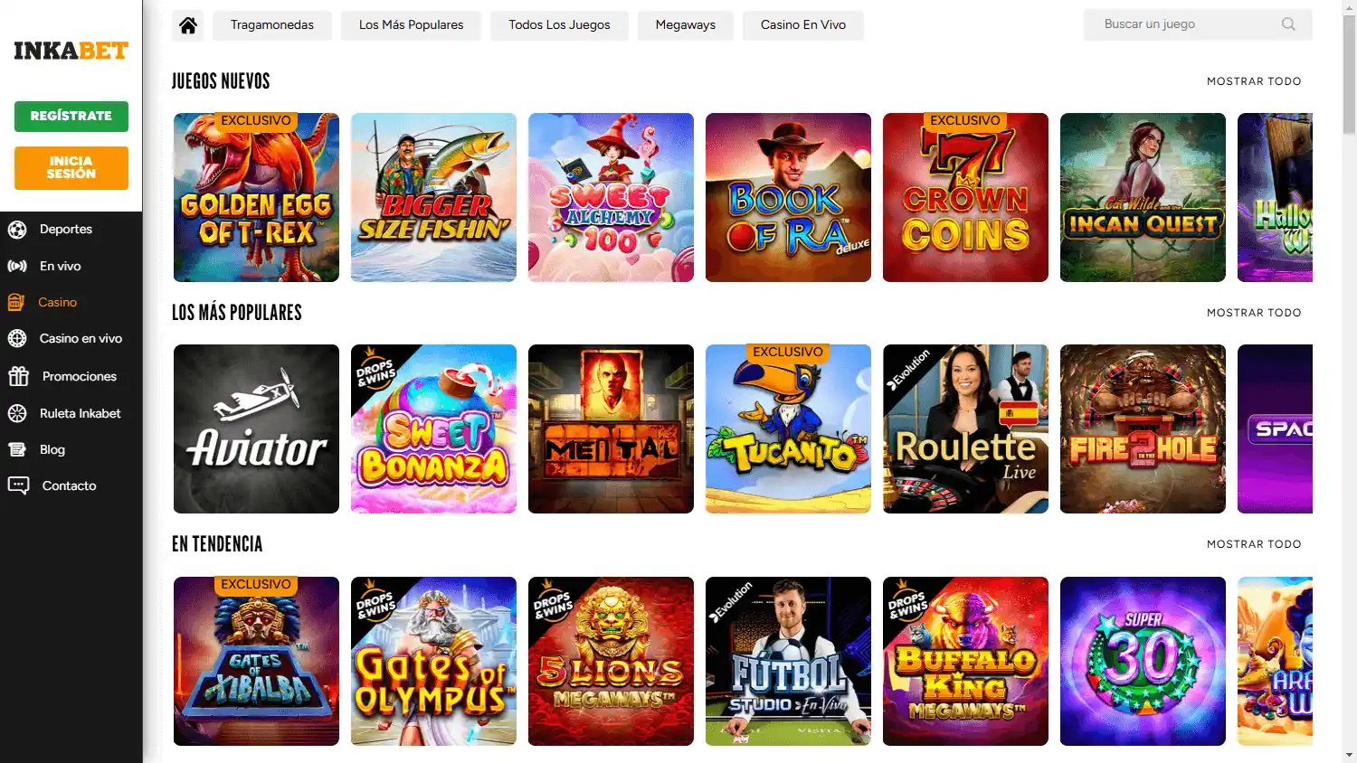 Inkabet Casino screenshot 2