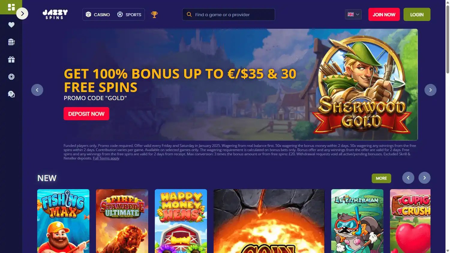 Jazzy Spins Casino screenshot 1