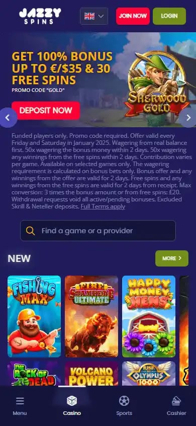 Jazzy Spins Casino screenshot 4