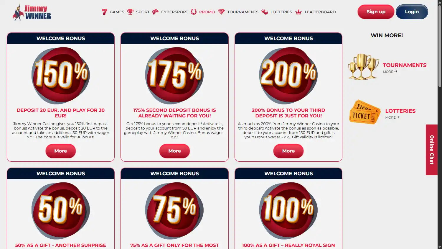 Jimmy Winner Casino screenshot 3