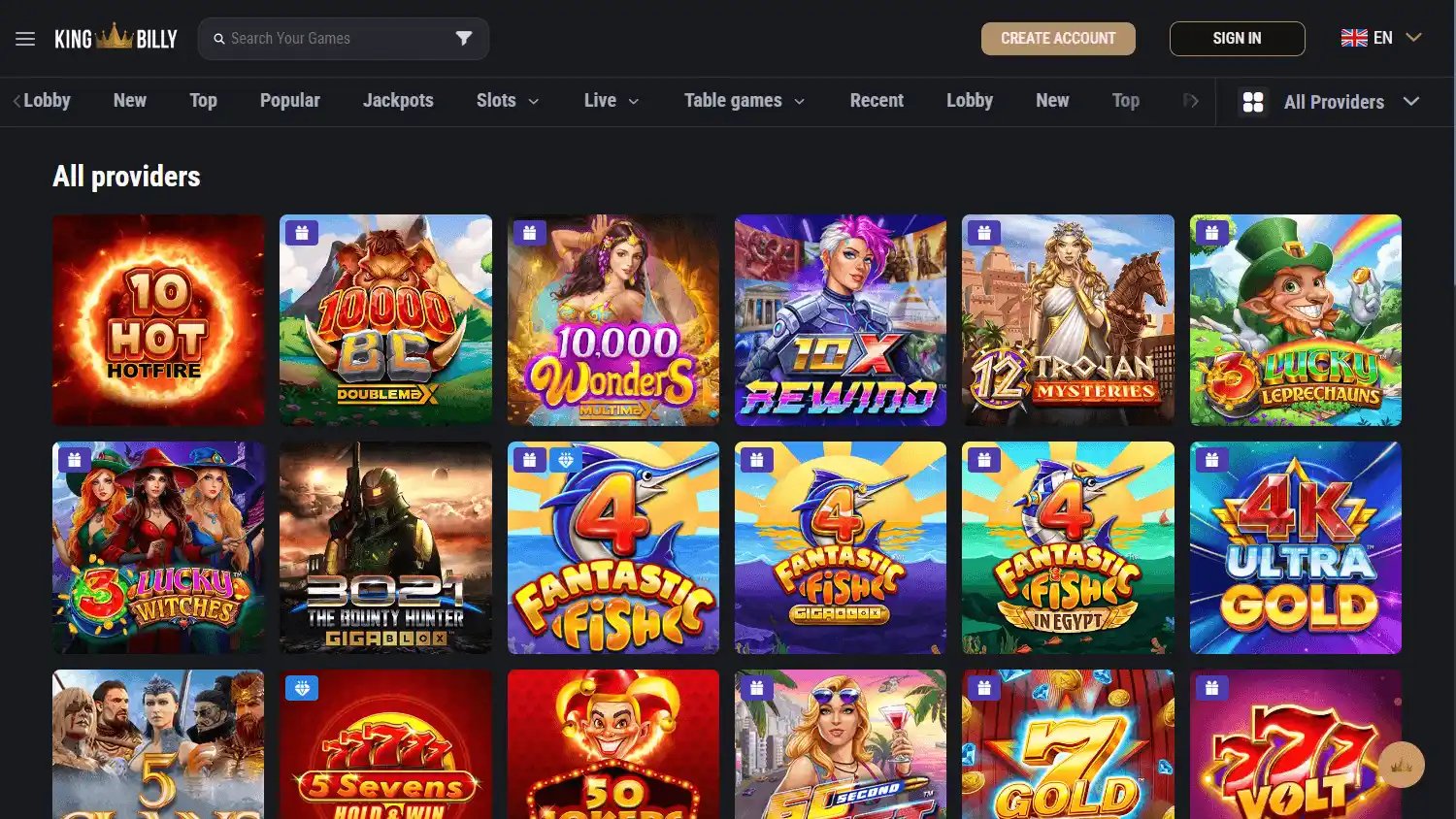 King Billy Casino screenshot 2