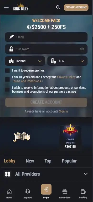 King Billy Casino screenshot 4