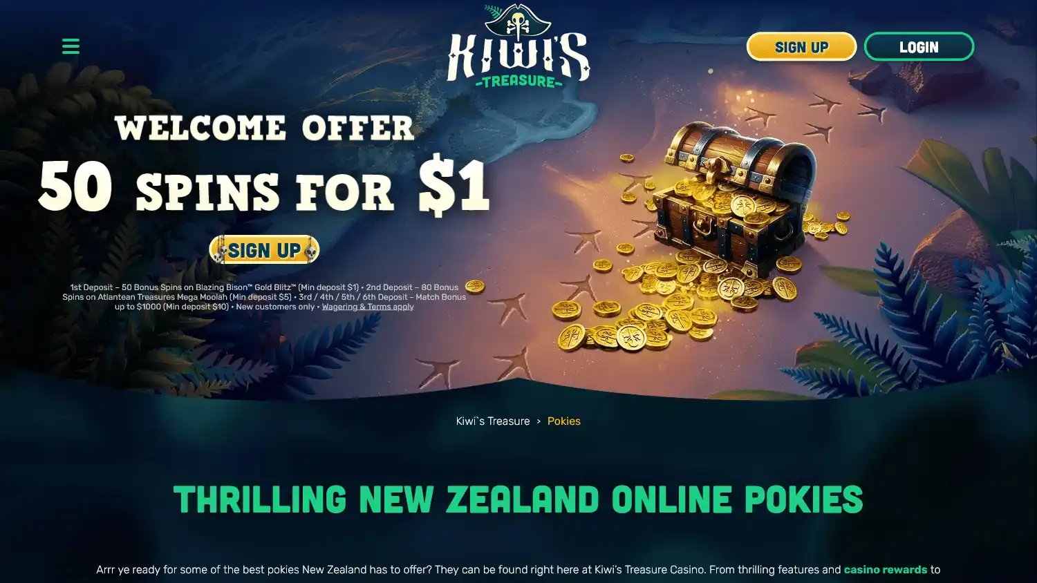 Kiwi s Treasure Casino screenshot 2