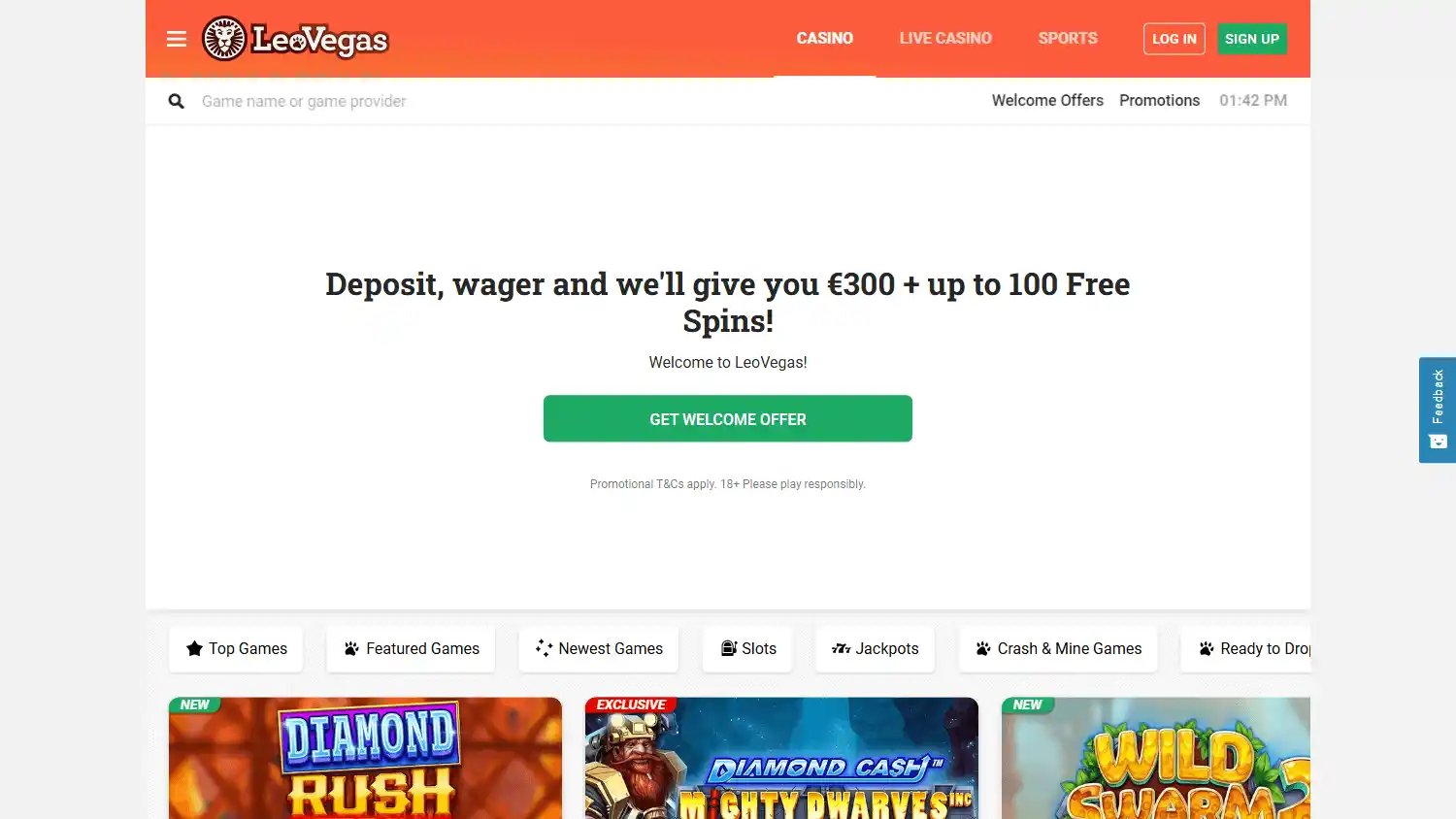 LeoVegas Casino screenshot 1