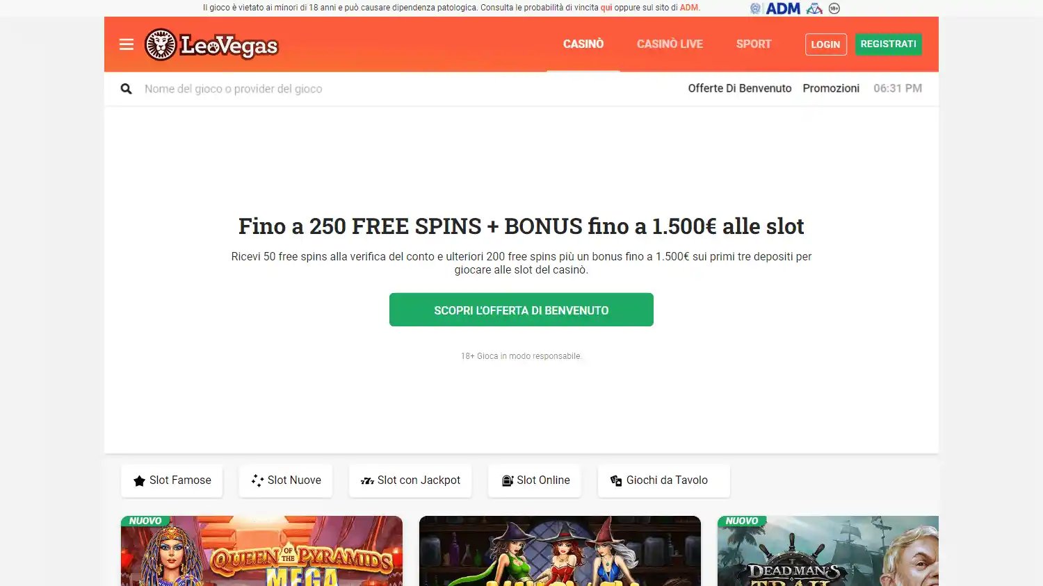 LeoVegas Casino IT screenshot 1