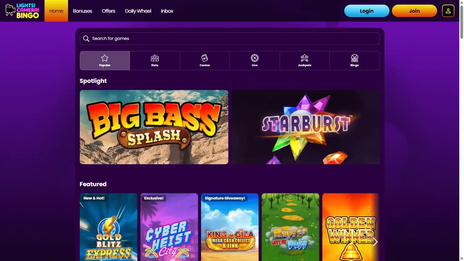 Lights Camera Bingo Casino screenshot 2