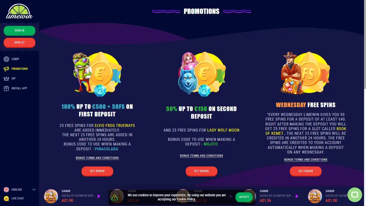Limewin Casino screenshot 2
