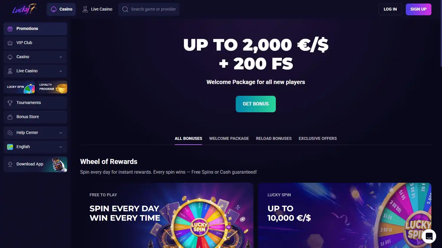 Lucky7even Casino screenshot 3