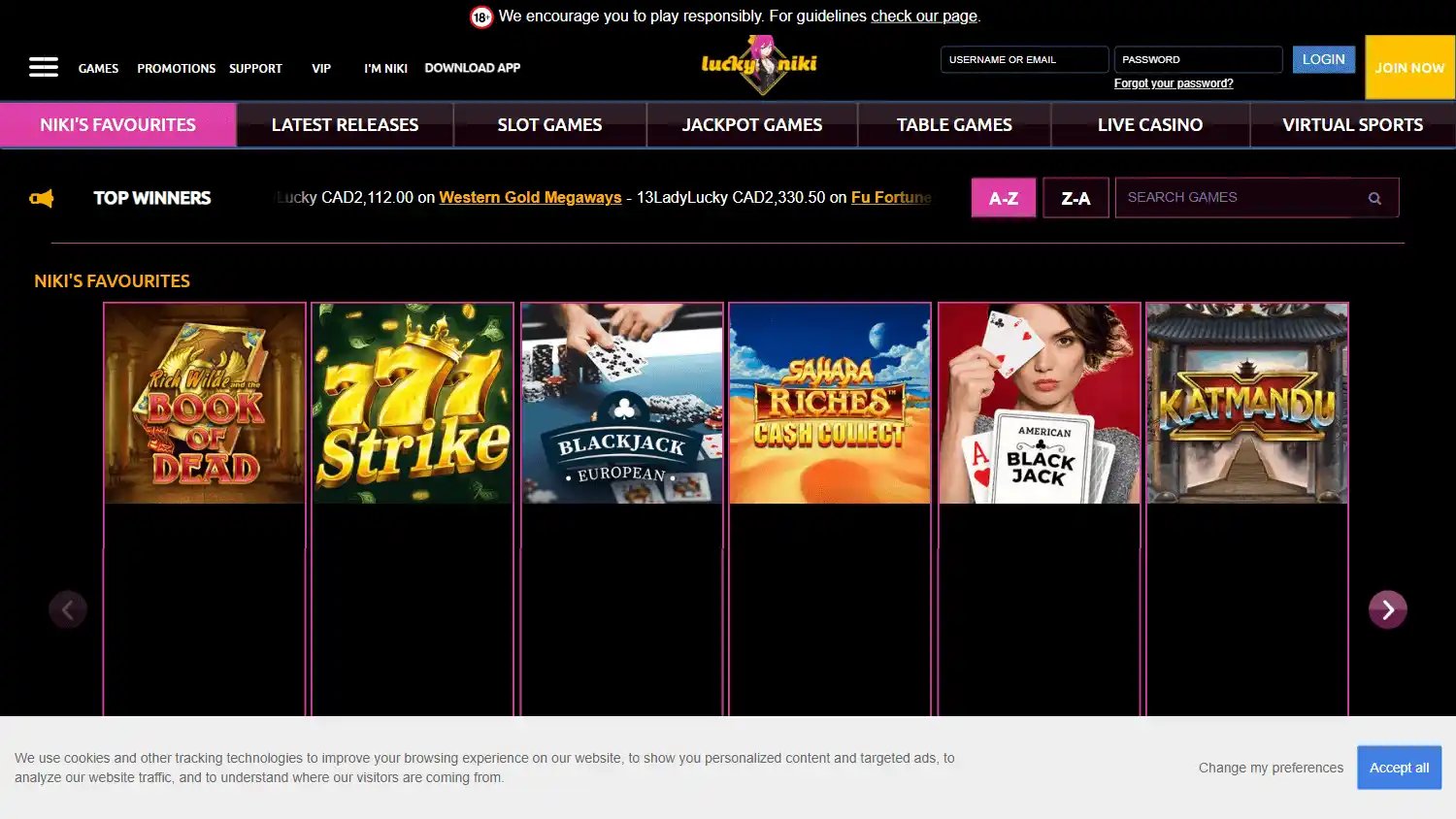 LuckyNiki Casino screenshot 2