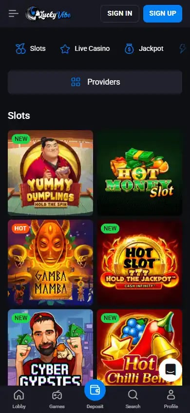 LuckyVibe Casino screenshot 5