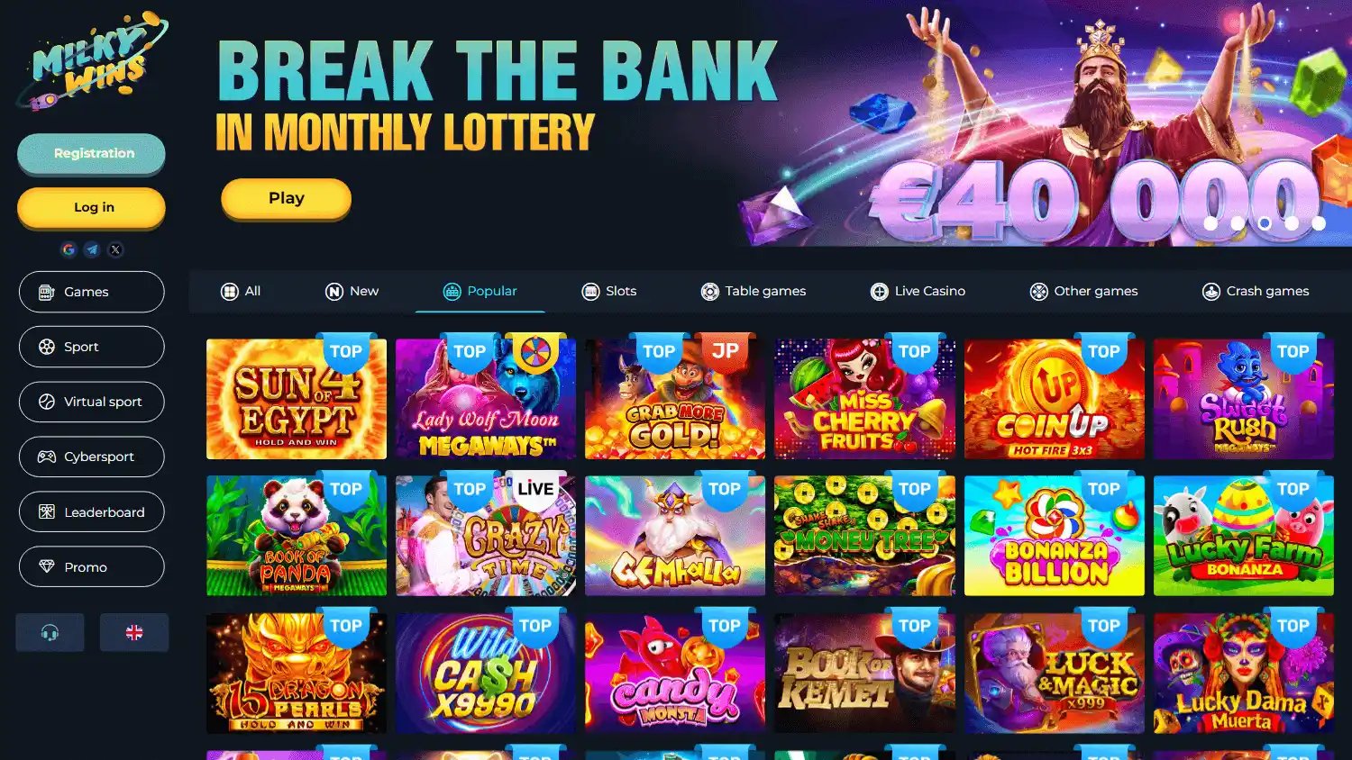 Milky Wins Casino screenshot 1