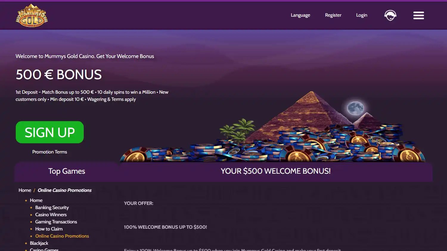 Mummys Gold Casino screenshot 2