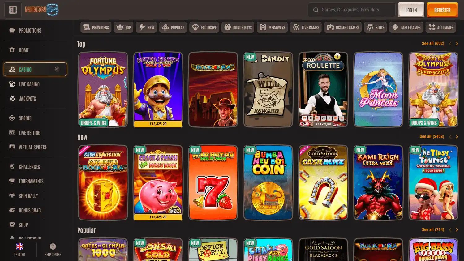 Neon54 Casino screenshot 2