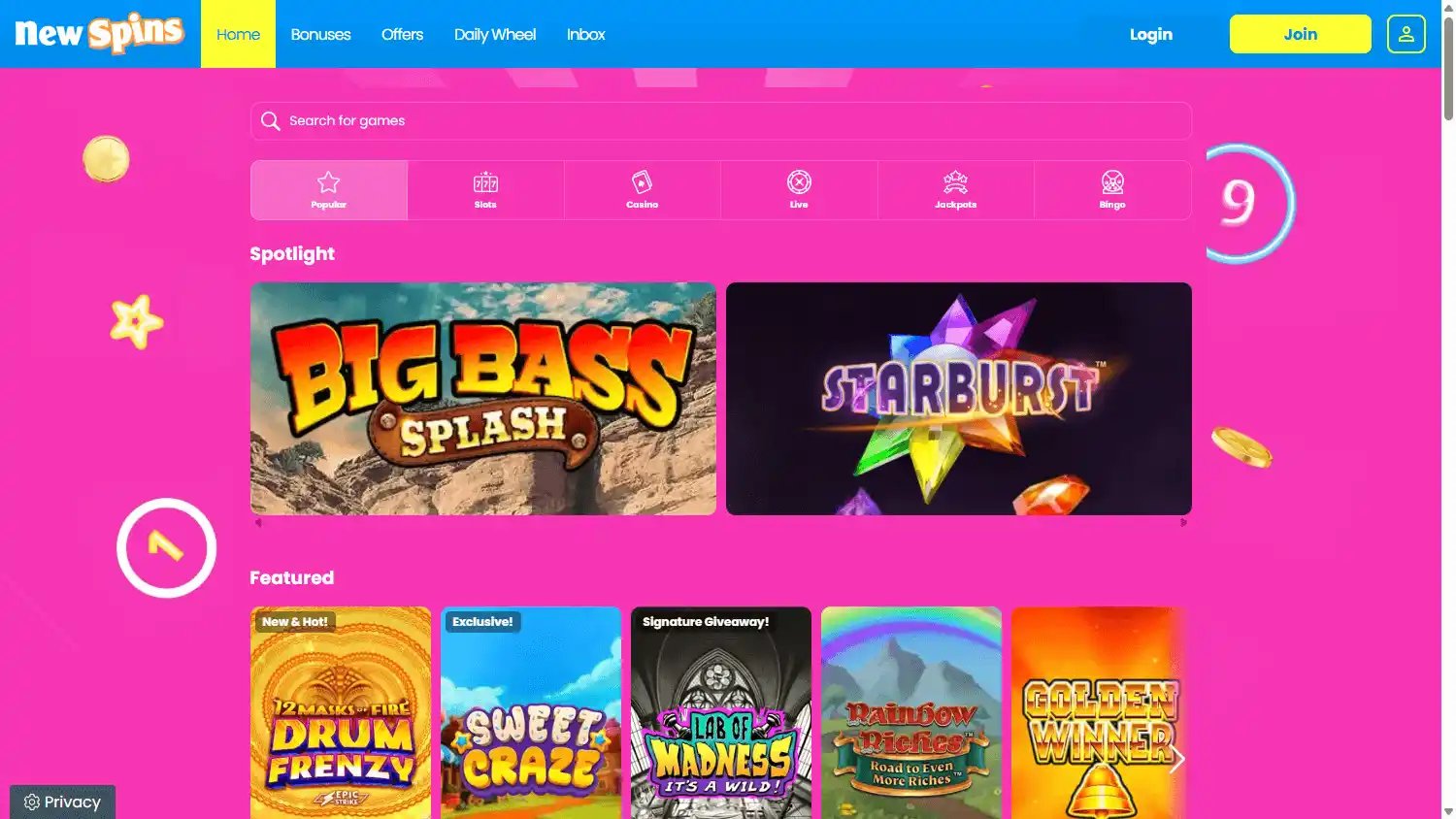 NewSpins Casino screenshot 2
