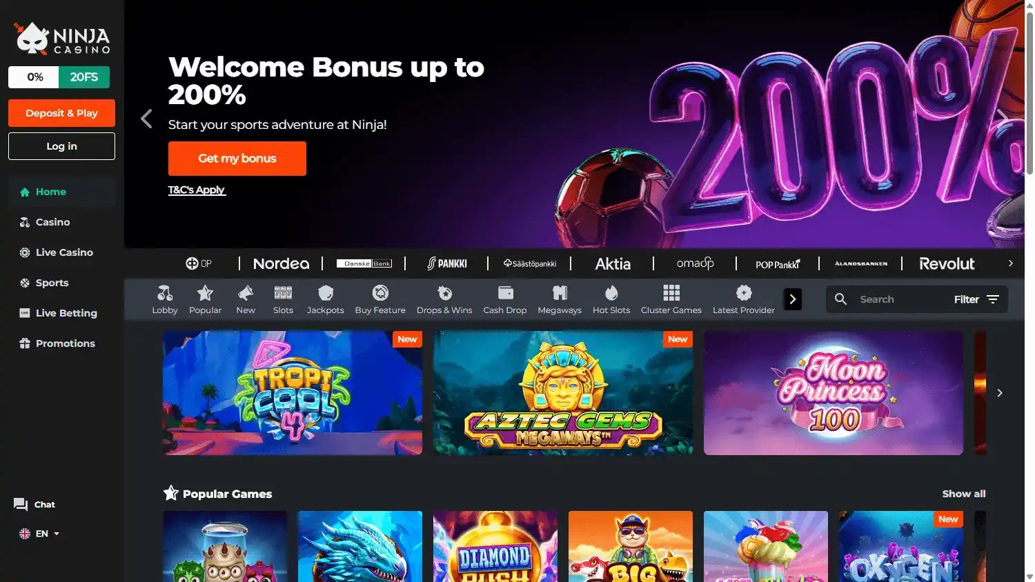 Ninja Casino screenshot 1