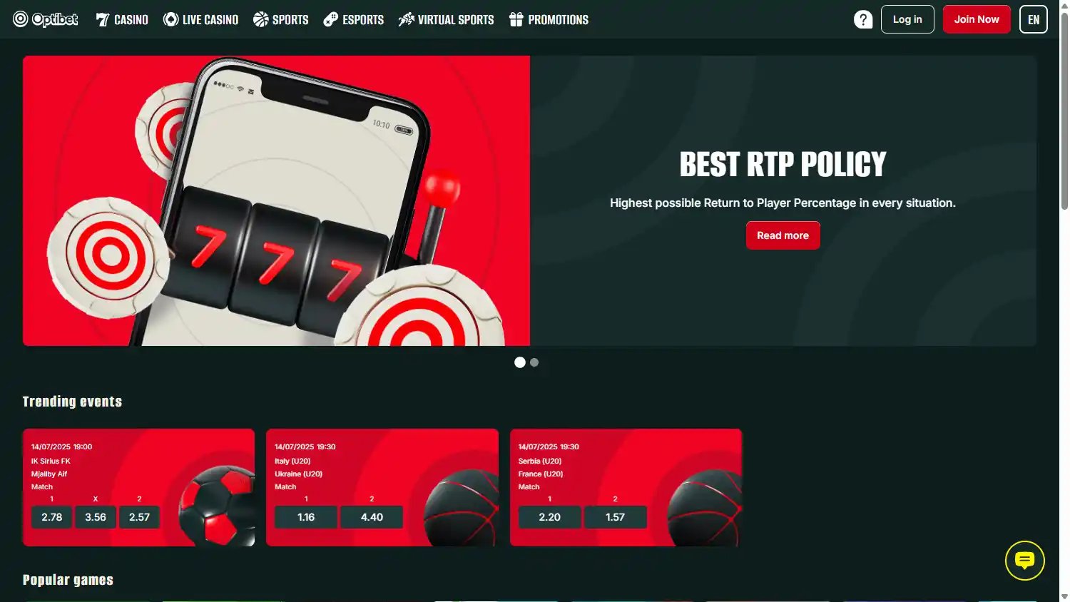 Optibet Casino LV screenshot 1