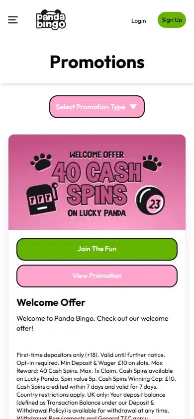 Panda Bingo Casino screenshot 6