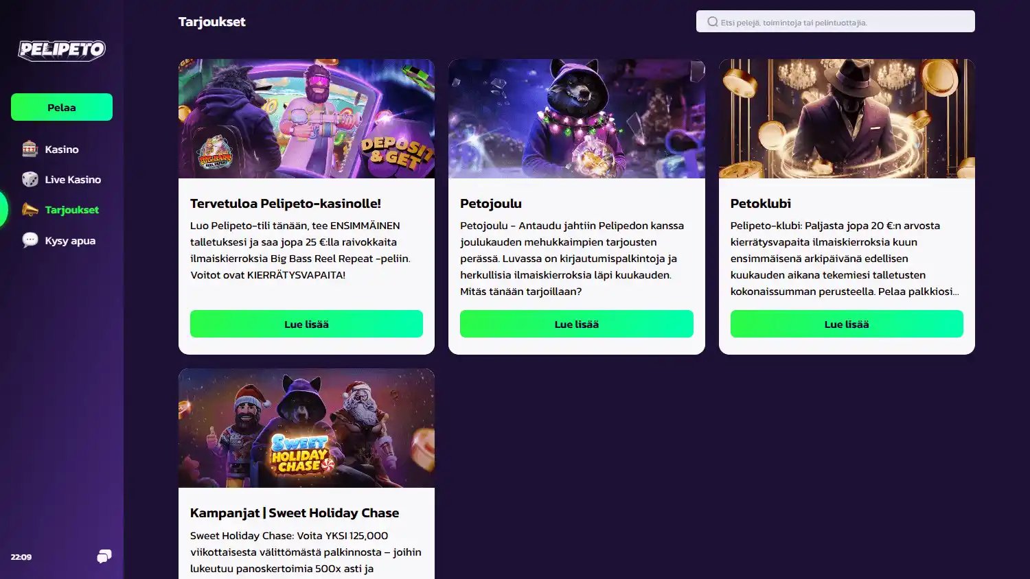 Pelipeto Casino screenshot 3