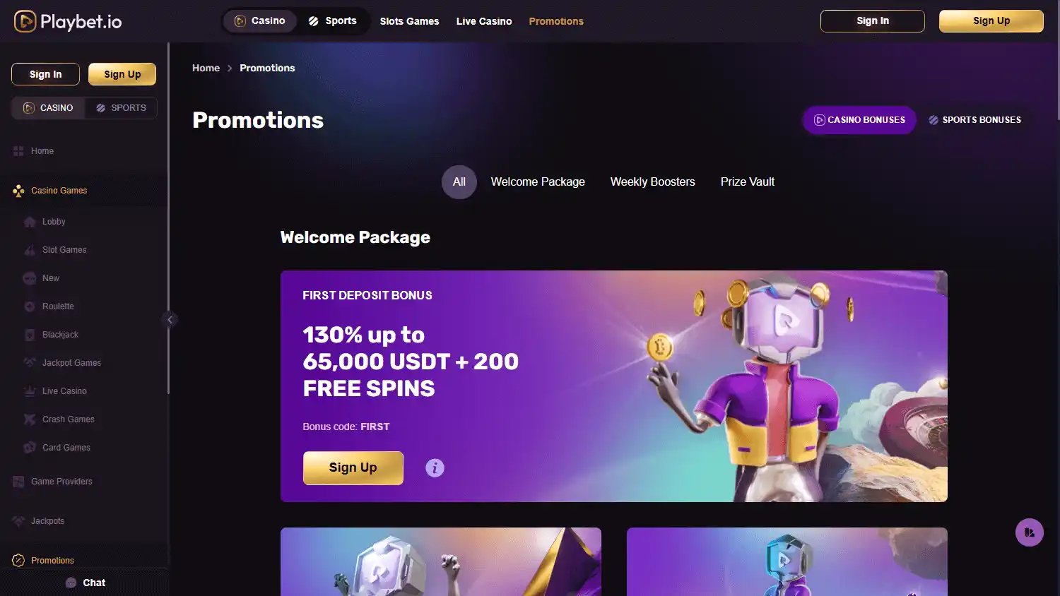 Playbet.io Casino screenshot 3