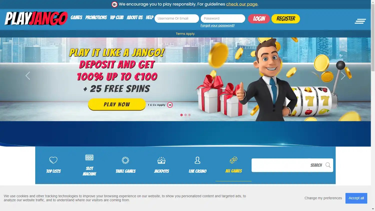 PlayJango Casino screenshot 1