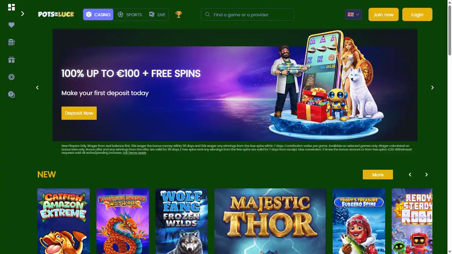 PotsOfLuck Casino screenshot 1