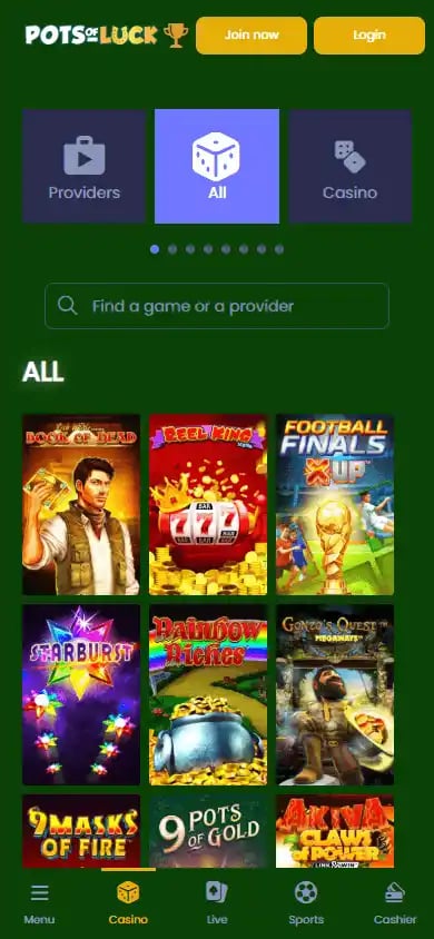 PotsOfLuck Casino screenshot 5