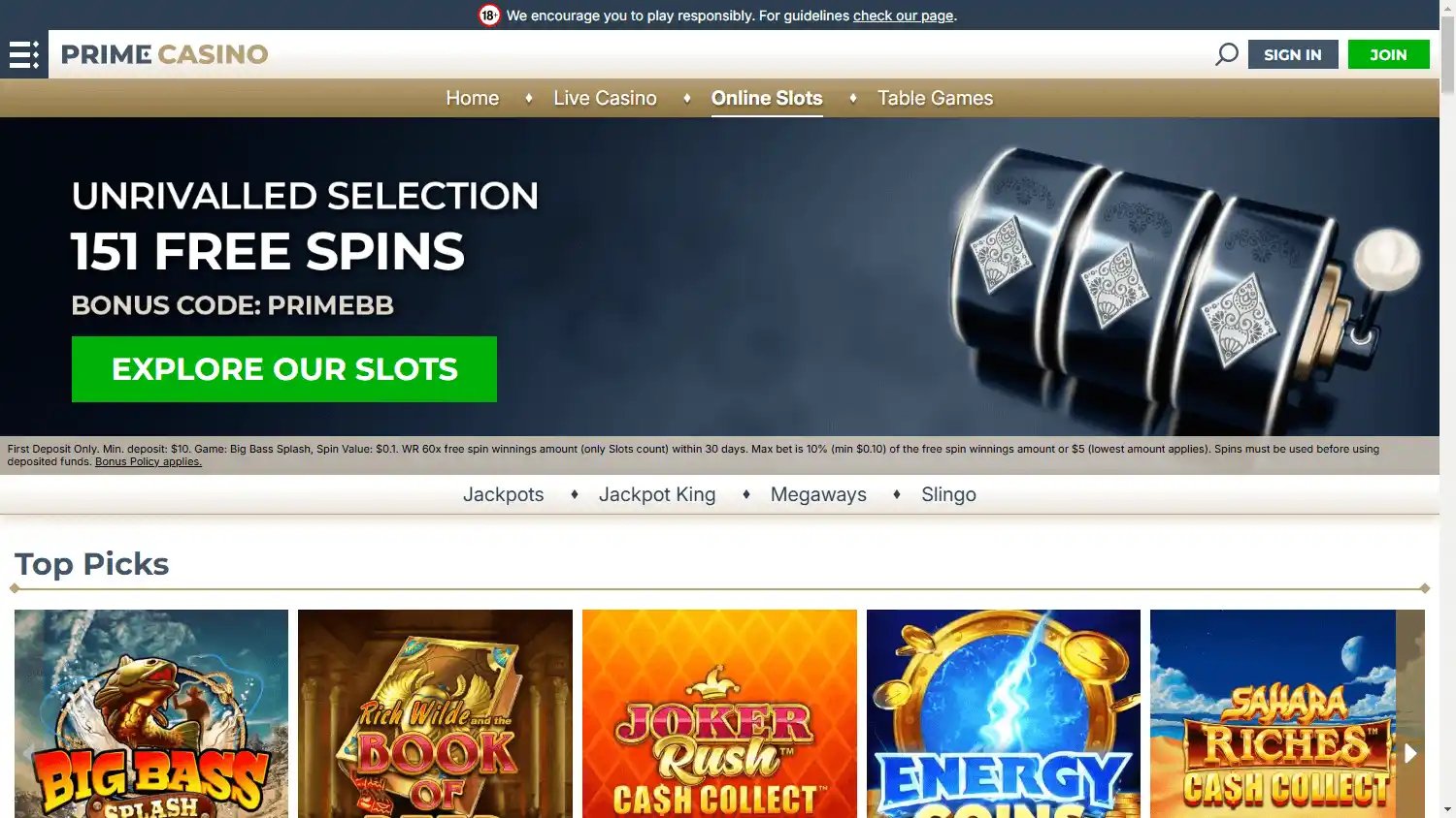 Prime Casino screenshot 2
