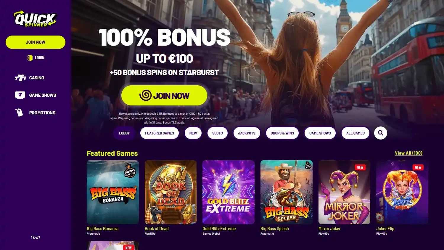 Quickspinner Casino screenshot 1