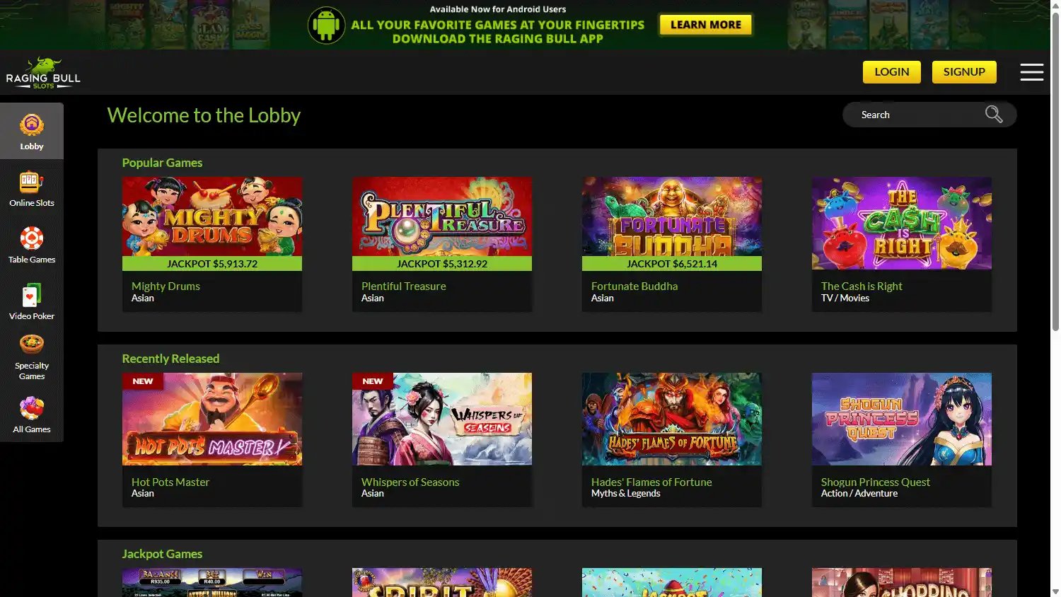 Raging Bull Slots Casino screenshot 2