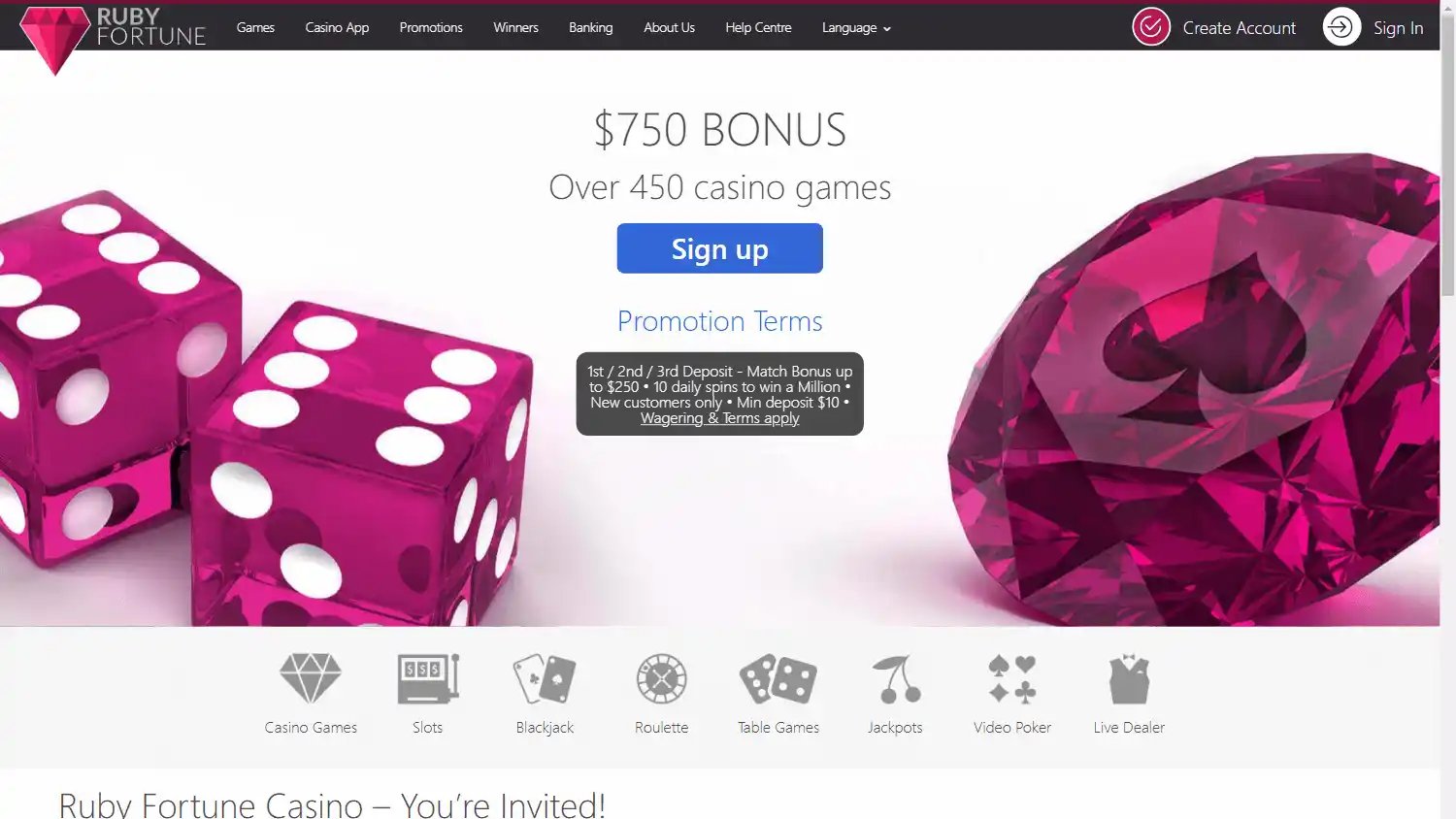 RubyFortune Casino screenshot 1