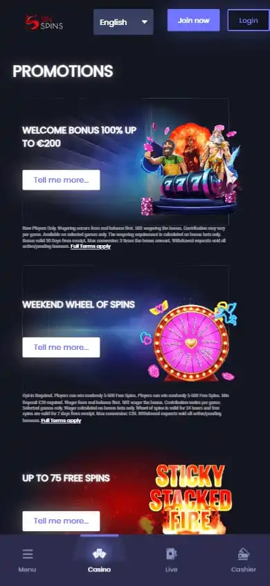 Sin Spins Casino screenshot 6