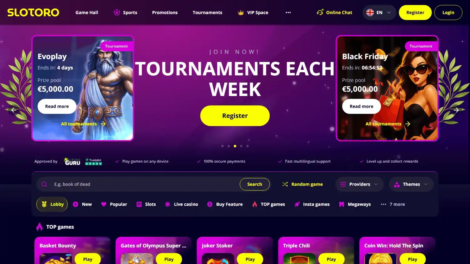 Slotoro Casino screenshot 1