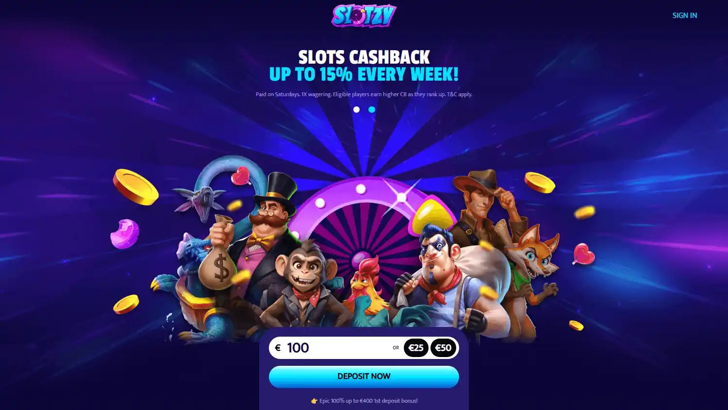 Slotzy Casino screenshot 1